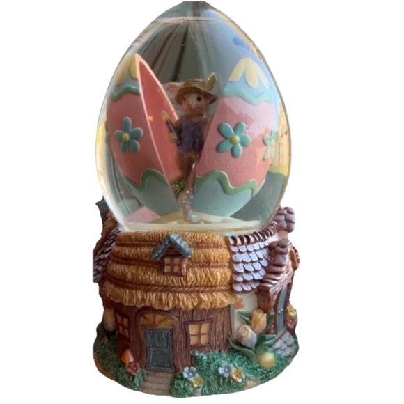 Other - Vintage Spring Water Globe‎ Musical Easter Bunny Egg Snow Globe Peter Cottontail